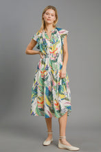 Load image into Gallery viewer, Umgee Multi Colored Leaf Print Midi Dress in Green Mix