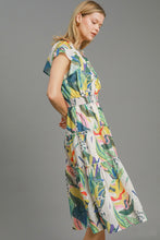 Load image into Gallery viewer, Umgee Multi Colored Leaf Print Midi Dress in Green Mix