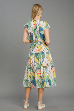 Load image into Gallery viewer, Umgee Multi Colored Leaf Print Midi Dress in Green Mix
