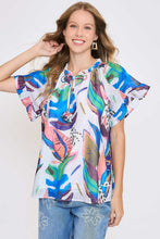 Load image into Gallery viewer, Umgee Abstract Print Top in Blue Mix