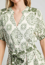Load image into Gallery viewer, Umgee Two Toned Abstract Print Mini Dress in Light Olive