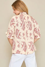 Load image into Gallery viewer, Umgee Two Toned Paisley Print Top in Red Mix