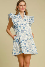 Load image into Gallery viewer, Umgee A-Line Floral Print Mini Dress in Blue