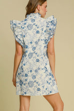 Load image into Gallery viewer, Umgee A-Line Floral Print Mini Dress in Blue