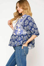 Load image into Gallery viewer, Umgee Mixed Print Baby Doll Top in Blue