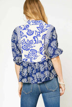 Load image into Gallery viewer, Umgee Mixed Print Baby Doll Top in Blue
