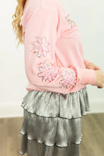 Load image into Gallery viewer, Grace+Emma Pearl "MERRY" Sweatshirt in Pink