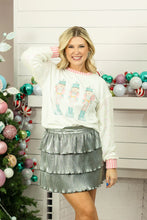 Load image into Gallery viewer, Grace+Emma Sequin Sleeve Glitter Nutcracker Sweatshirt in White