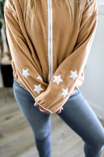Load image into Gallery viewer, Jadelynn Brooke Retro Weekend Star Fleece Jacket in Taupe