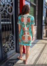 Load image into Gallery viewer, FATE Floral Tapestry Pattern Knit Sweater Dress in Beige Mint Multi