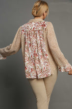 Load image into Gallery viewer, Umgee Sheer Mixed Floral Print Top with Metallic Details in Off White Mix