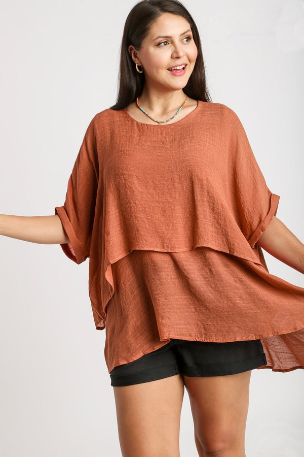 Umgee Lightweight Layered Tunic in Sunset ON ORDER Tops Umgee   