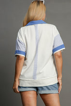 Load image into Gallery viewer, Umgee Mixed Solid & Stripe Contrasting Top in Off White