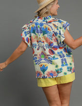 Load image into Gallery viewer, Umgee Baby Doll Floral Print Top in Blue Mix