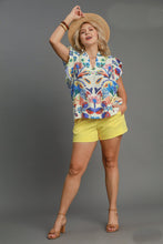 Load image into Gallery viewer, Umgee Baby Doll Floral Print Top in Blue Mix