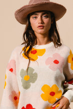 Load image into Gallery viewer, BiBi Multi Colored Daisy Flower Sweater in Cream