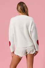 Load image into Gallery viewer, BiBi Valentine Knit Sweater with Sequin Hearts in Ivory/Red