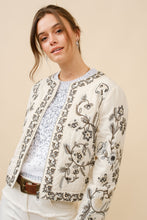 Load image into Gallery viewer, Blue B Mixed Embroidered Zip Up Jacket in Vanilla Black