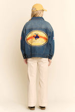 Load image into Gallery viewer, Davi & Dani Western Embroidered Trucker Jacket in Denim Blue