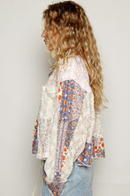 Load image into Gallery viewer, POL CROPPED Mixed Print and Crochet Top in Lavender Multi