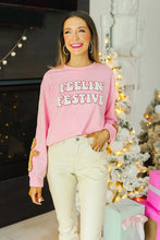 Load image into Gallery viewer, Grace+Emma Feelin' Festive Sweatshirt in Pink