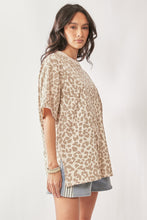 Load image into Gallery viewer, Davi & Dani Leopard Print T-Shirt with Rhinestones in Cloud Taupe
