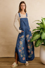 Load image into Gallery viewer, BiBi Floral Patchwork Denim Overalls in Washed Denim