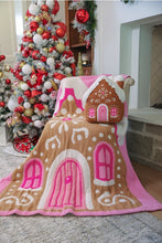 Load image into Gallery viewer, Jess Lea Whimsical Gingerbread House Blanket in Pink