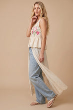 Load image into Gallery viewer, J.nna Heart-Bloom Lace Maxi Vest in Beige