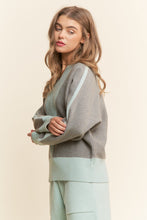 Load image into Gallery viewer, J.nna 2 Piece Knit Sweater Set with Ribbed Details in Light Grey Mint