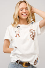 Load image into Gallery viewer, Blue B Western Cowgirl Girl Motif Embroidered Top in Off White