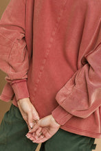 Load image into Gallery viewer, Umgee OVERSIZED Mineral Washed French Terry Top in Rosewood