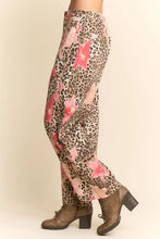 Load image into Gallery viewer, Davi & Dani Leopard and Floral Print Pants in Leopard Floral