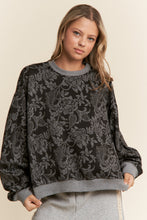 Load image into Gallery viewer, J.nna Textured Floral Print Sweater in Black