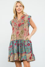 Load image into Gallery viewer, Floral Tiered Dress in Dusty Rose Dress THML Clothing