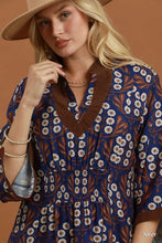 Load image into Gallery viewer, Umgee Floral Print Smocked Waist Dress in Navy
