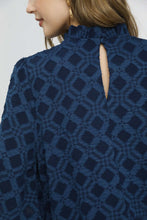 Load image into Gallery viewer, Umgee Jacquard Textured Lattice Pattern Top in Navy