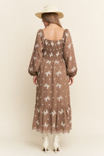 Load image into Gallery viewer, J.nna Flowers & Ribbon Bows Embroidered Maxi Dress in Mocha