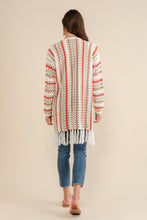 Load image into Gallery viewer, Cozy Co. Multi Color Striped Open Knit Cardigan in Multi