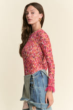 Load image into Gallery viewer, J.nna FITTED Mesh Heart Print Top in Red Hearts