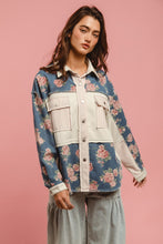 Load image into Gallery viewer, BiBi Printed Denim and Mix n Match Fabric Top in Denim Mix