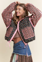 Load image into Gallery viewer, J.nna Mixed Print Quilted Puffer Jacket in Rose Garden