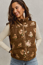 Load image into Gallery viewer, So Me Floral Jacquard Quilted Vest in Brown