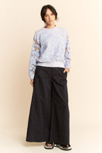 Load image into Gallery viewer, Davi & Dani Sheer Floral Embroidered Sweatshirt in Blue