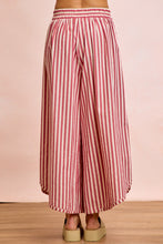Load image into Gallery viewer, BiBi Striped Eyelet Side Elastic Waist Wide Leg Pants in Red
