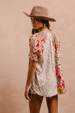 Load image into Gallery viewer, BiBi Mix N Match Woven Peasant Top in Rose Mix