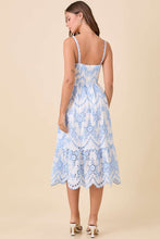 Load image into Gallery viewer, Main Strip Eyelet Lace Midi Dress in Light Blue