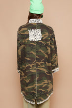 Load image into Gallery viewer, POL OVERSIZED Camo Print Jacket with Crochet and Embroidery Details in Camo