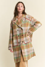 Load image into Gallery viewer, J.nna Multi Color Plaid Midi Coat in Mustard Green