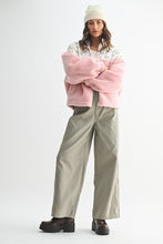 Load image into Gallery viewer, Wishlist Quilted Floral and Solid Sherpa Fleece Jacket in Pink Combo